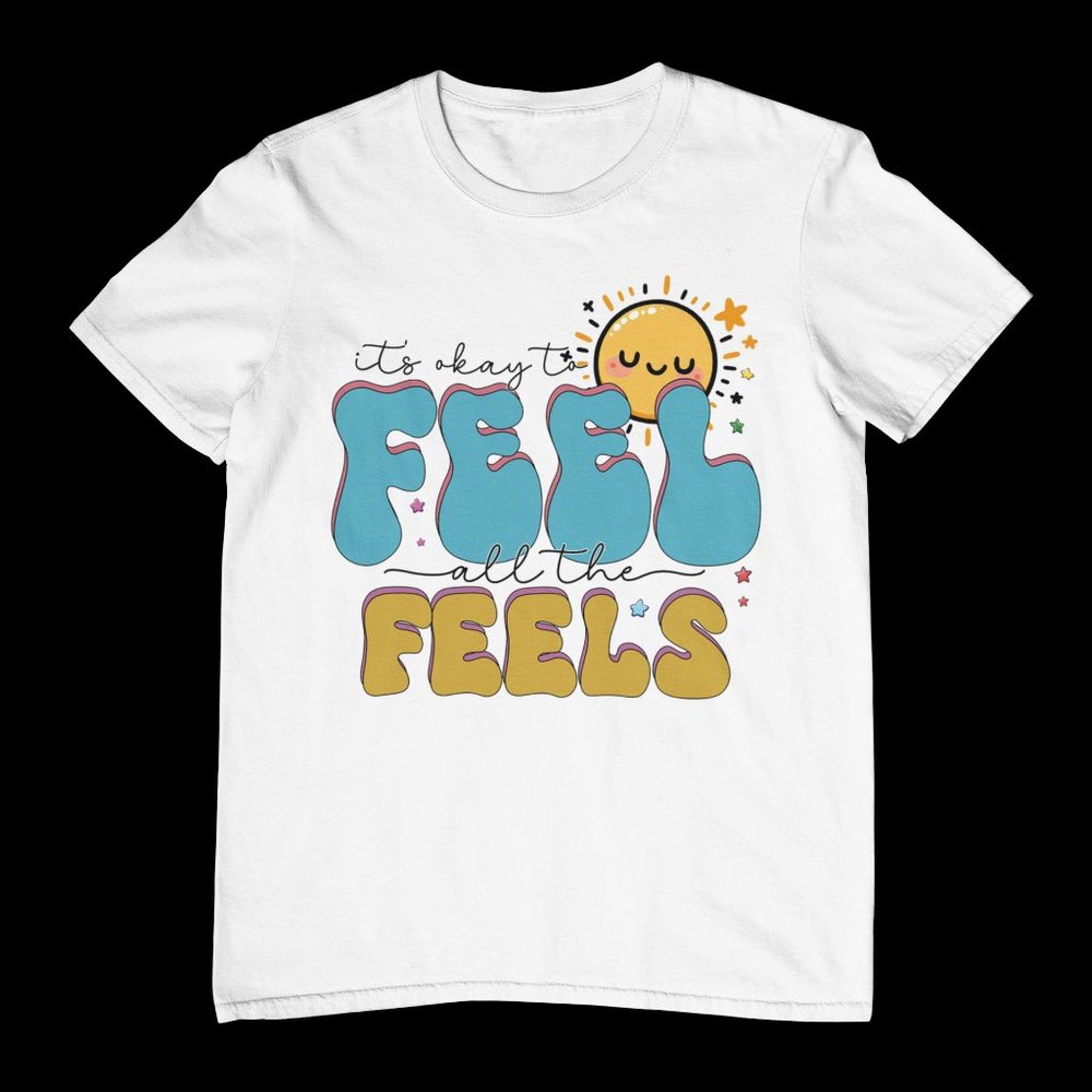 It's Ok To Feel  | Gift | Custom Tee | T-Shirts  | Large | Tees | Retro